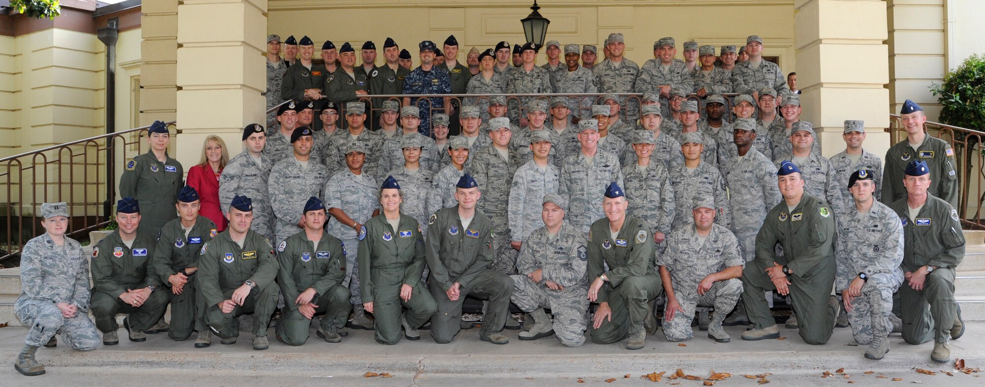 The Air Force Global Strike Command Force Improvement Program team poses for a photo with Lt. Gen. Stephen Wilson, AFGSC commander, June 29. The team gathered at Barksdale Air Force Base to present their findings. (U.S. Air Force Photo/SrA Kristin High)