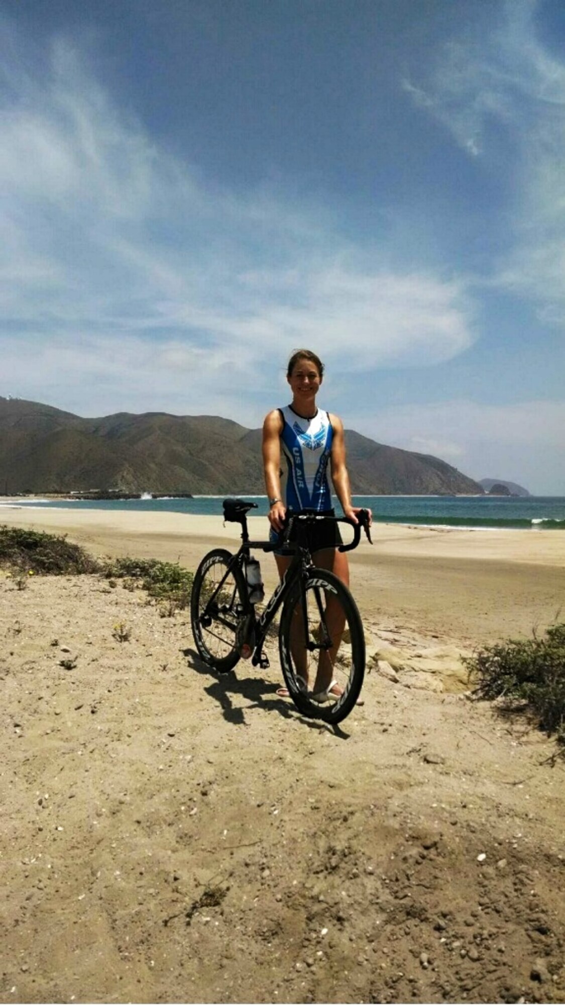 Capt. Jamie Turner, a C-17 Globemaster III pilot with the 317th Airlift Squadron here, competed in her second Armed Forces Triathlon at Naval Base Ventura County (NBVC) Point Mugu, California May 31. Turner placed second for the Air Force women's team, which helped them achieve first place overall among the other services. (courtesy photo)
