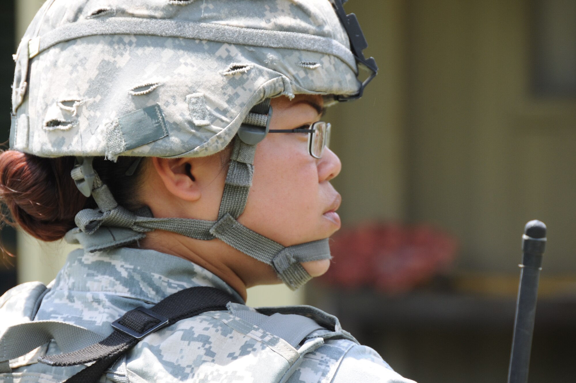 Staff. Sgt. Cinderella James from the 412th Security Forces Squadron, Edwards Air Force Base Calif., conducts base security operations training during Phoenix Warrior training June 25.  This is the final Phoenix Warrior class at the U.S. Air Force Expeditionary Center, Joint Base McGuire-Dix-Lakehurst, N.J., before all security forces deployment training is consolidated to Fort Bliss, Texas. (U.S. Air Force Photo/Brad Camara)