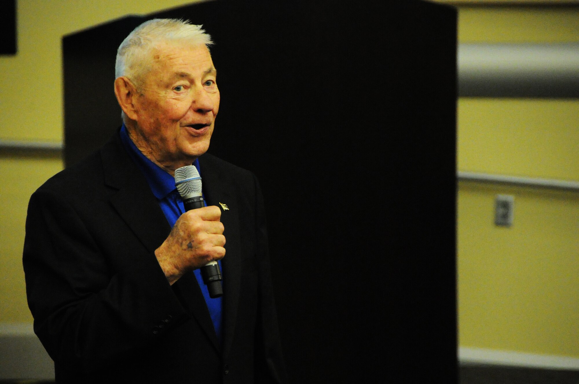 Retired Chief Master Sergeant of the Air Force Robert Gaylor speaks to Airmen at the General Jacob E. Smart Building on Joint Base Andrews, Md., June 25, 2014. Gaylor’s motivational speech, 14 Powerful “F” Words, covered topics on how to be resilient in the past and present day Air Force. Gaylor was the fifth CMSgt of the Air Force. (U.S. Air Force photo/Staff Sgt. Matt Davis)