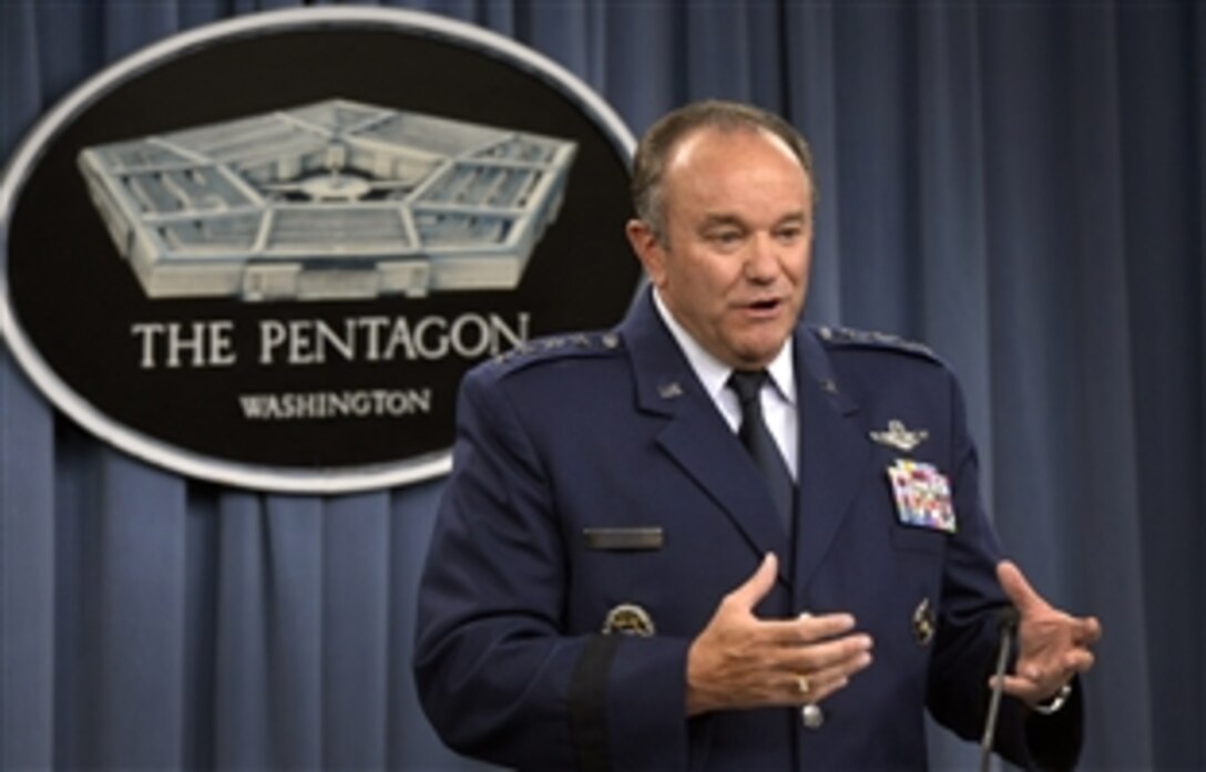 Air Force Gen. Philip M. Breedlove, NATO’s supreme allied commander for Europe and commander of U.S. European Command, provides a command update during a news conference at the Pentagon, June 30, 2014.