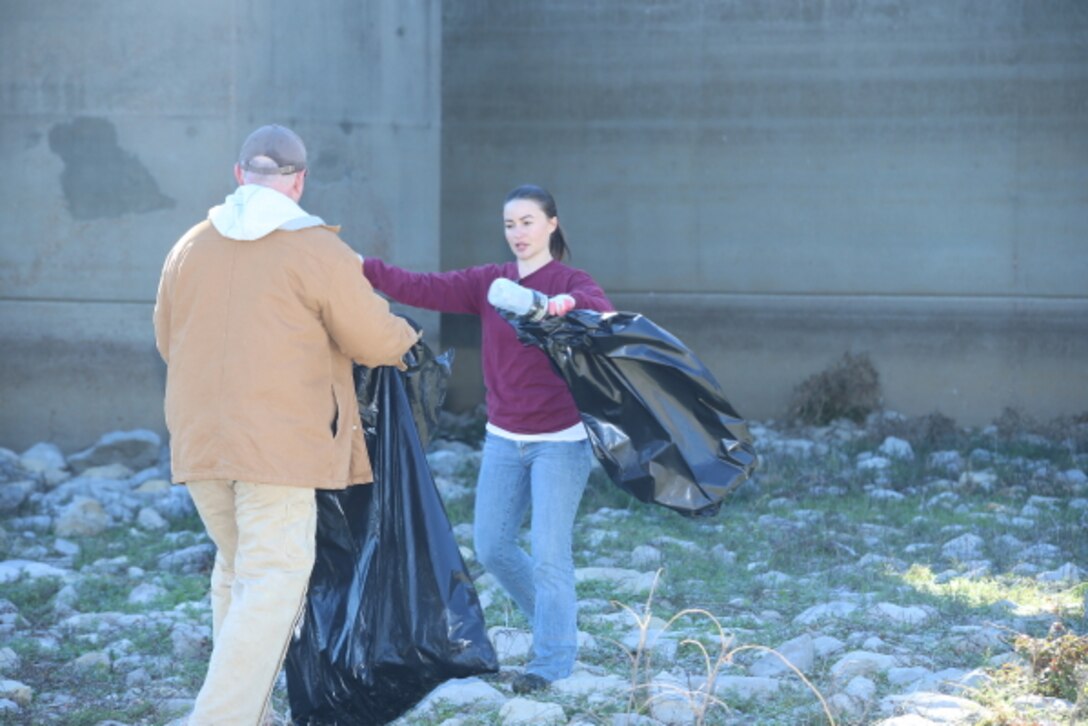 Regulatory employees at the Steele Bayou Drainage Control Structure participated in a clean up day. (shown mike Miller, Jeremy Stokes )