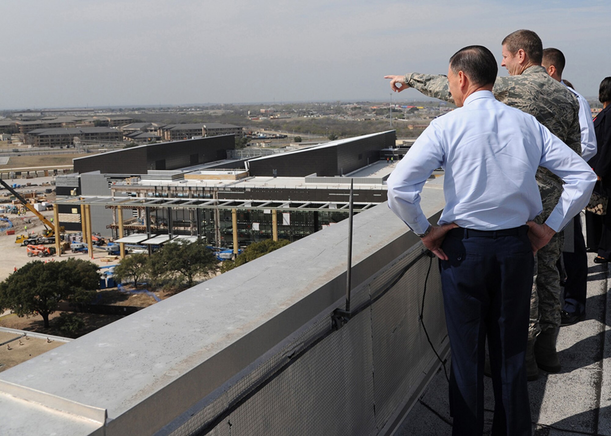 Gen. Robin Rand, Air Education and Training Command commander, overlooks the new Wilford Hall Ambulatory Surgical Center construction site during his immersion visit to the 59th Medical Wing Feb. 24, 2014 at Joint Base San Antonio-Lackland, Texas. The new WHASC will be the Defense Department’s largest outpatient facility, as part of San Antonio Military Health System – which cares for nearly a quarter million beneficiaries in the greater San Antonio region. (U.S. Air Force photo/ Staff Sgt. Jason Huddleston)