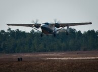 A C-145A Skytruck lifts off from Duke Field for a sortie March 1.  Air Force Special Operations Command-owned C-145 Skytruck is now the primary aircraft on the 919th Special Operations Wing flightline. The aircraft is used in Aviation Foreign Internal Defense, the new mission of the reserve wing. (U.S. Air Force photo/Tech. Sgt. Jasmin Taylor)