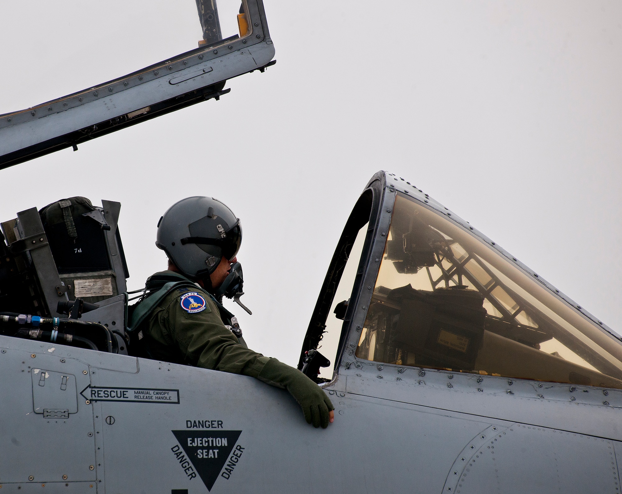 As fog rolls in, a 355th Fighter Wing pilot waits to taxi out his A-10 Thunderbolt II for a morning Weapon System Evaluation Program sortie at Eglin Air Force Base, Fla., Feb. 19.  The A-10s from Davis-Monthan Air Force Base, Ariz., participated in the week-long mission known as Combat Hammer, in which they released air-to-ground munitions.  The Combat Hammer WSEP program is managed by the 86th Fighter Weapons Squadron, part of the 53rd Wing.  (U.S. Air Force photo/Samuel King Jr.)