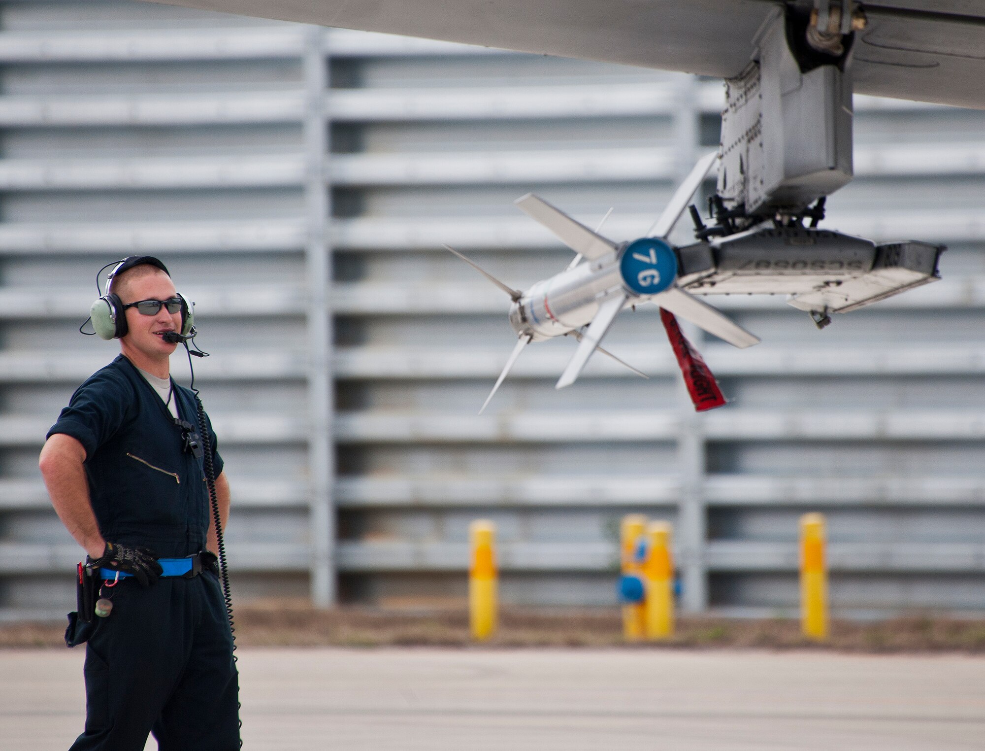 Airman 1st Class Andrew McCamish, a maintainer with the 355th Aircraft Maintenance Squadron, checks out a weapon attached to an A-10 Thunderbolt II prior to a morning Weapon System Evaluation Program sortie at Eglin Air Force Base, Fla., Feb. 19.  The A-10s from Davis-Monthan Air Force Base, Ariz., participated in the week-long mission known as Combat Hammer, in which they released air-to-ground munitions.  The Combat Hammer WSEP program is managed by the 86th Fighter Weapons Squadron, part of the 53rd Wing.  (U.S. Air Force photo/Samuel King Jr.)