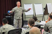 Maj. Gen. Kendall Cox, deputy commanding general for Military and International Operations,  U.S. Army Corps of Engineers, speaks to students during the District Officer Introductory Course Feb. 28. The training was sponsored by the USACE Learning Center in Huntsville, Ala., with support from U.S. Army Engineering and Support Center, Huntsville, HQ USACE, Mobile District, Buffalo District, Kansas City District, and the Engineer Research and Development Center.