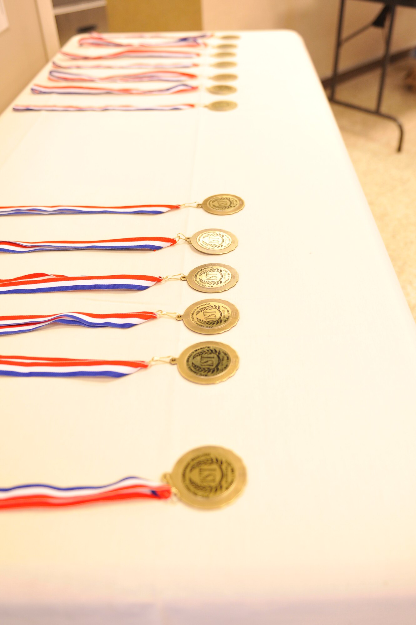 Medals were awarded to the top finishers. The overall winner of the run was Senior Airman Brandon Zeluff. (U.S. Air Force photo/ Airman 1st Class Kiana Brothers)
