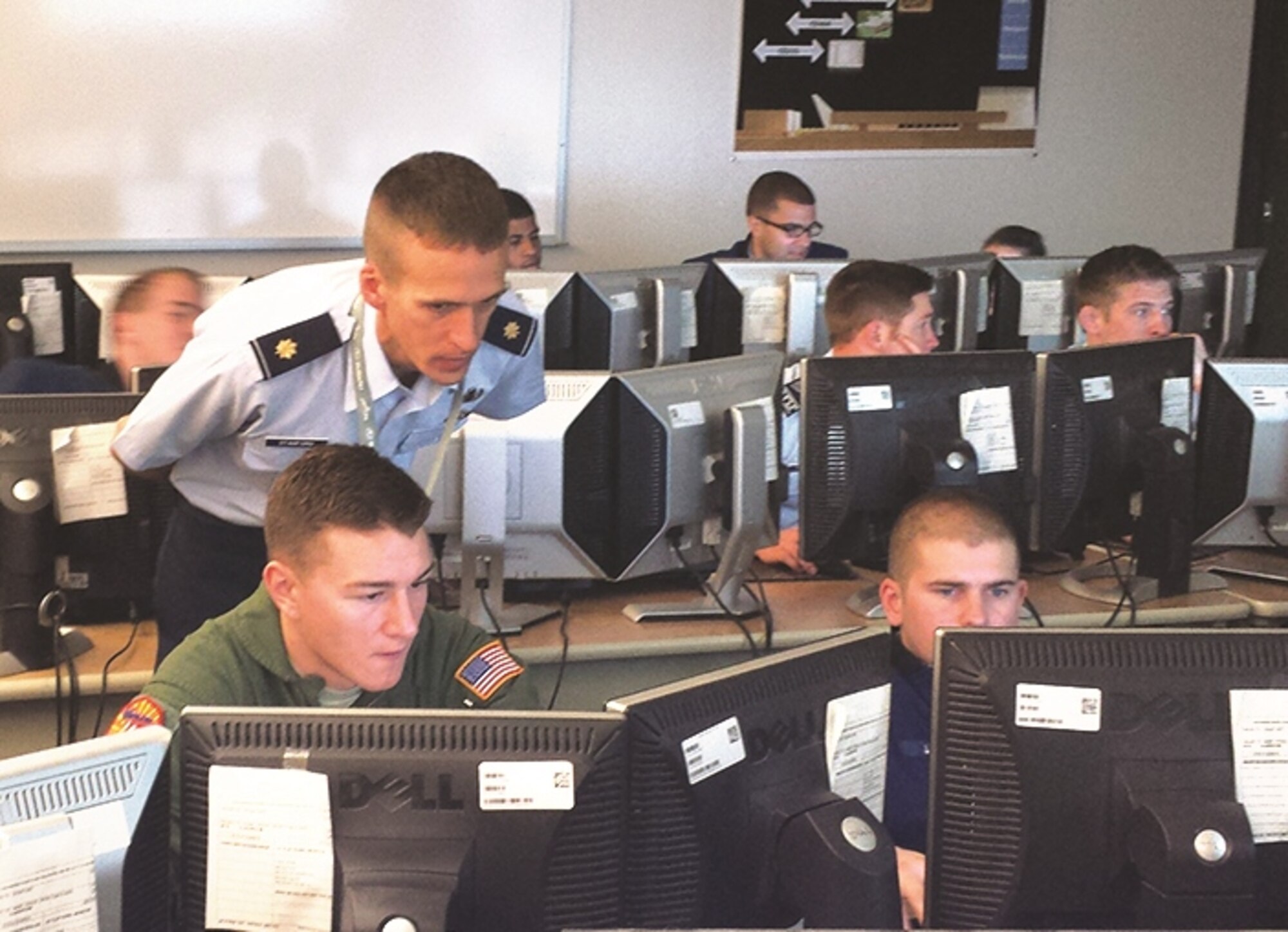 Maj. Matthew Stanford, a civil and environmental engineering assistant professor here, in seen here in an Academy classroon instructing civil engineering majors. He was recently named one of the Mountain States Region’s top civil engineers.   