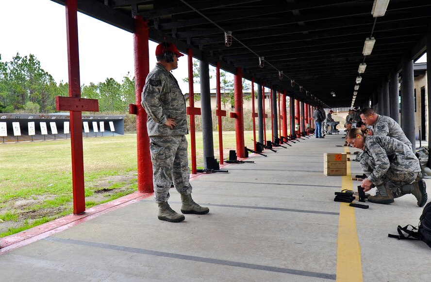 Tech. Sgt. Johnny Ellison, 1st Special Operations Security Forces Squadron combat arms NCO in charge, serves as a range safety officer at the firing range on Hurlburt Field, Fla., March 3, 2014. Over 12,000 service members trained at Hurlburt's firing range last year. (U.S. Air Force photo/Senior Airman Michelle Patten)