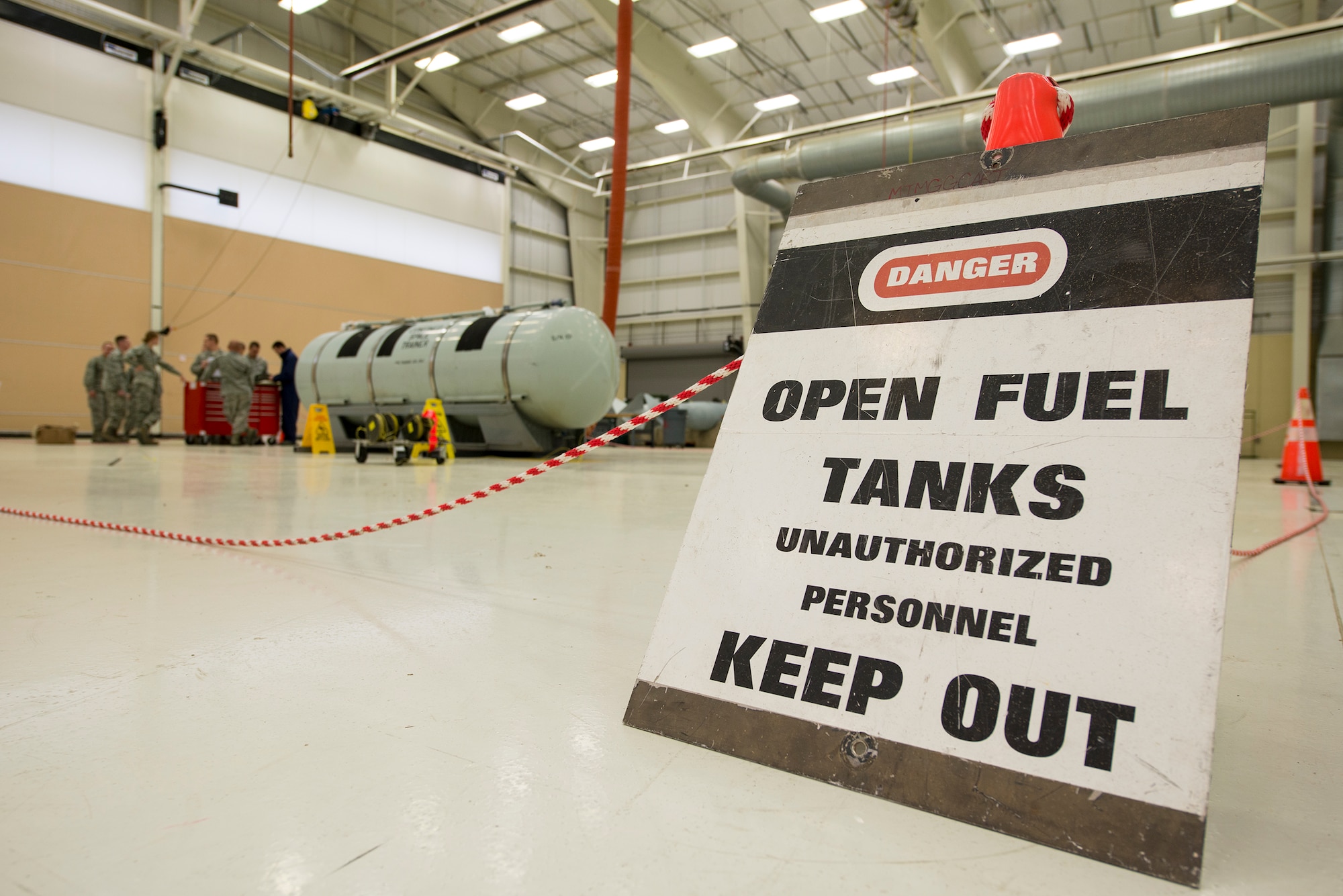 Airmen from the 23d Component Maintenance Squadron prepare for a confined space casualty extraction exercise  at Moody Air Force Base, Ga., Mar. 4, 2014. The 23d CMS practiced extracting unconscious, incapacitated Airmen from confined spaces, such as the inside of fuel tanks, during the yearly exercise. (U.S. Air Force photo by Airman 1st Class Ryan Callaghan/Released)
