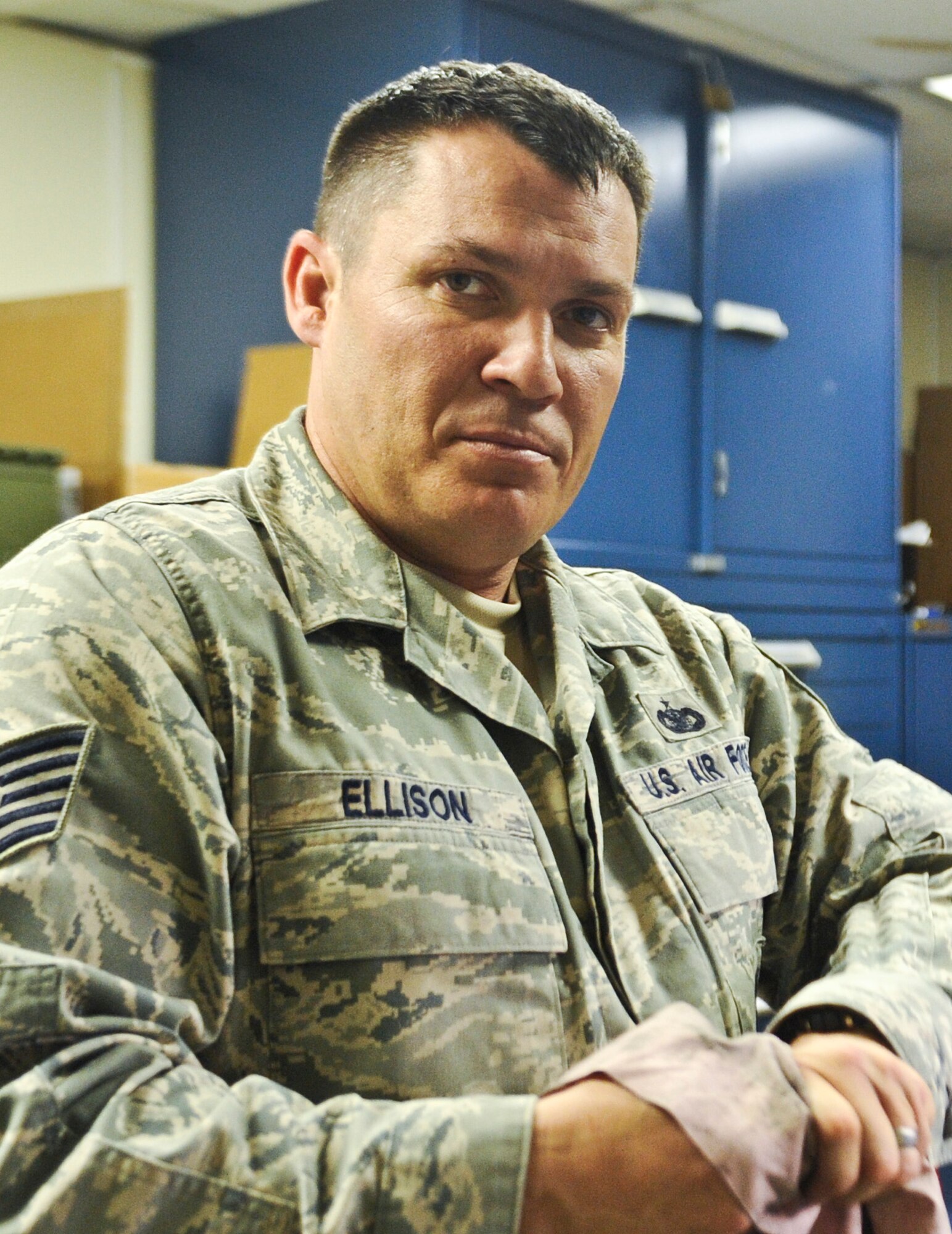 Tech. Sgt. Johnny Ellison, 1st Special Operations Security Forces Squadron combat arms NCO in charge, lubricates a piece of M-4 rifle barrel at the combat arms shop on Hurlburt Field, Fla., March 3, 2014. After inspecting weapons, Ellison performed necessary repairs to a M-4 rifle. (U.S. Air Force photo/Senior Airman Michelle Patten) 