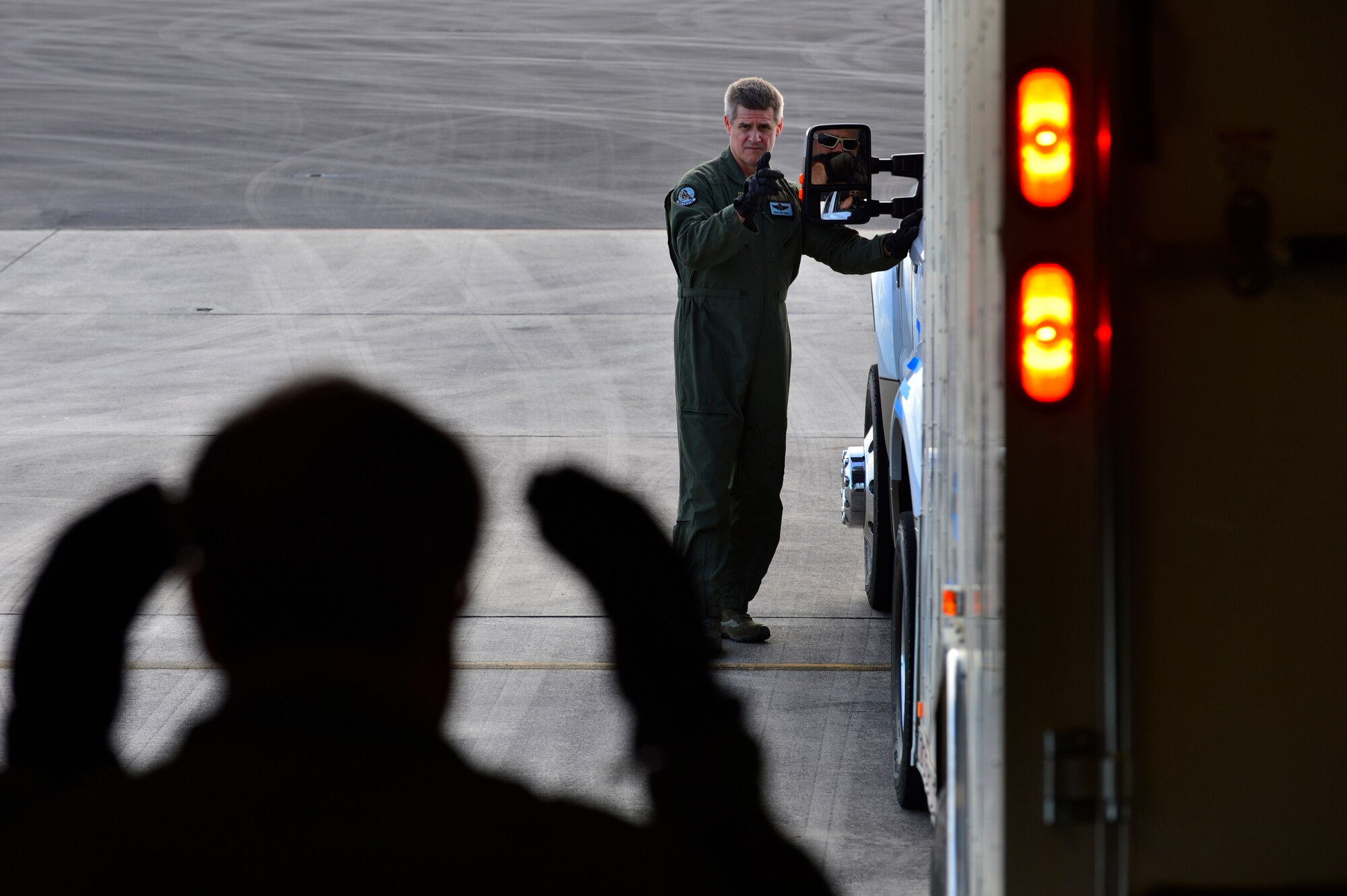 Senior Master Sgt. Rob Hamill, 326th Airlift Squadron loadmaster, helps load Florida Advanced Surgical and Transport Team vehicles and equipment onto a C-17 Globemaster III during Operation Patriot Sands, Feb. 21, 2014, at Homestead Air Reserve Base, Fla. The FBI, FEMA, and a Florida Advanced Surgical Team participated in the joint response exercise with Air Force and other agencies which simulates a national contingency event. (U.S. Air Force photo/Staff Sgt. Elizabeth Morris)