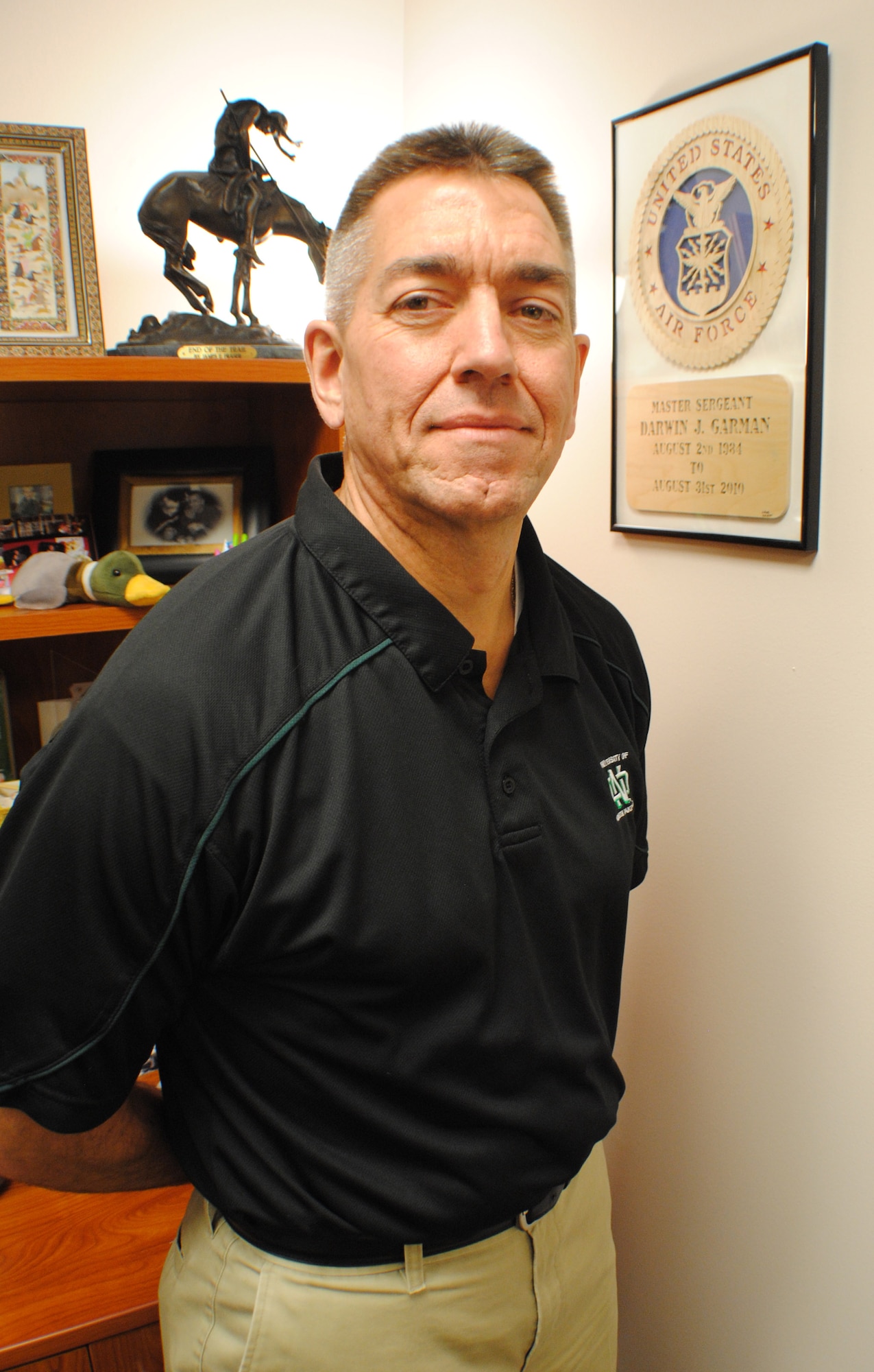 Darwin “D. J.” Garman, 319th Medical Group, was named Grand Forks Air Force Base, N.D.’s Warrior of the Week for the first week of March 2014. Darwin became the medical group’s commander support staff flight chief after serving 26 years in the Air Force. His last job on active-duty was serving as the first sergeant to the 319th MDG in 2010. (U.S. Air Force photo/Staff Sgt. Luis Loza Gutierrez) 