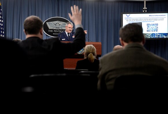 Maj. Gen. James R. Martin delivers the 2015 Air Force Budget before the media March 4, 2014, at the Pentagon.  The Air Force is requesting a topline budget of $109.3 billion, supporting a total force end strength of 483,000 personnel and protects the Air Force's top recapitalization priorities:  the KC-46A Pegasus, F-35A Lightning II and the Long Range Strike Bomber. Martin is the Deputy Assistant of the Assistant Secretary of the Air Force for Financial Management and Comptroller. (U.S. Air Force photo/Scott M. Ash)