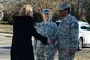 Secretary of the Air Force Deborah Lee James is welcomed by Col. Jayne Jansen and Chief Master Sgt. Trae King Feb. 27, 2014, at Langley Air Force Base, Va. During the meeting, the three leaders discussed joint basing and the concerns of today’s modern force with James. Jansen is the 633rd Air Base Wing vice commander and King is the 633rd ABW command chief. (U.S. Air Force photo/Airman 1st Class Kimberly Nagle) 