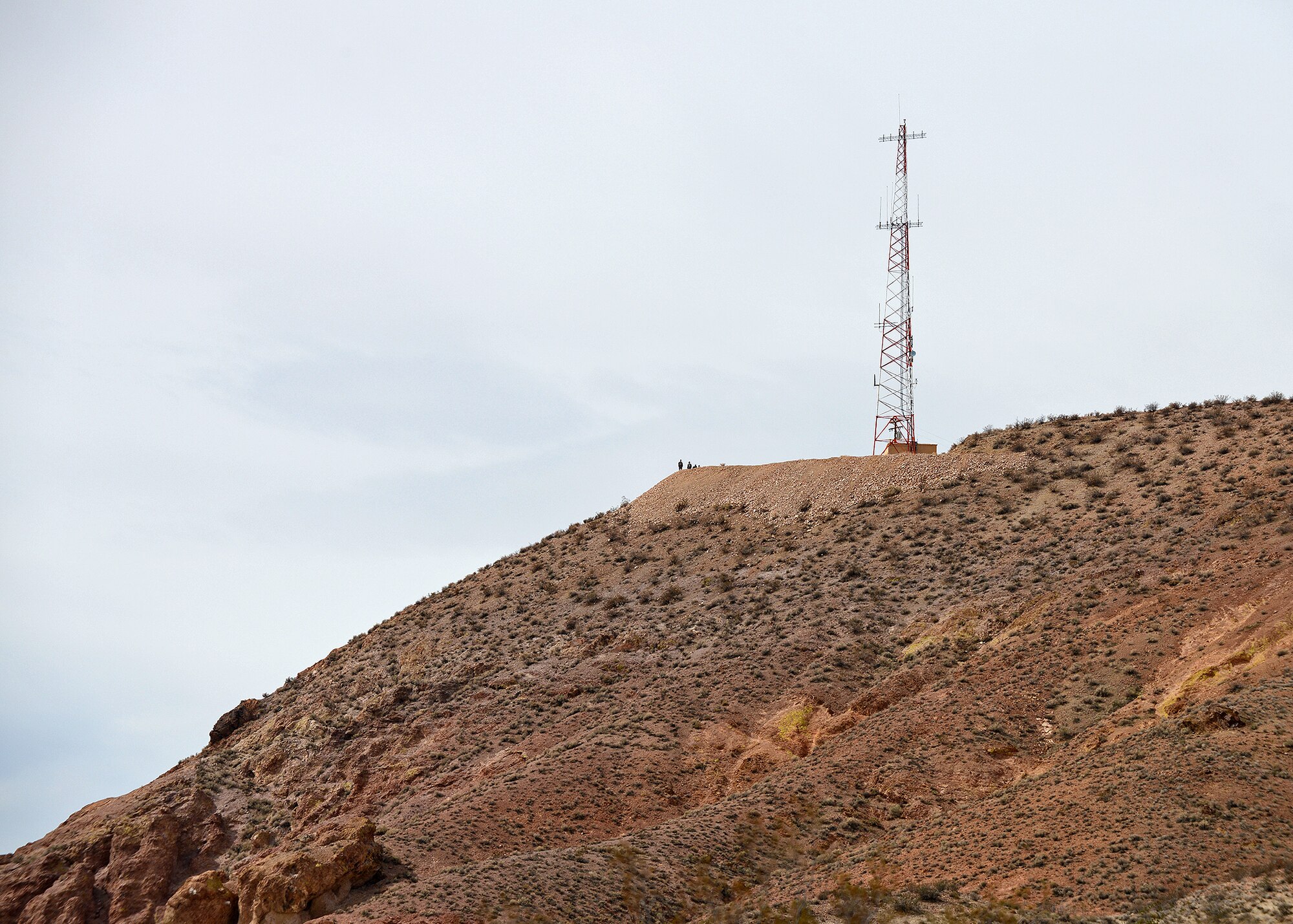 The 11.5-mile ruck march began at the Combat Arms Training and Maintenance building and ended atop the mountain with the communications tower near the edge of Rosamond, Calif., perpendicular to the west Edwards AFB sign. (U.S. Air Force photo by Jet Fabara)