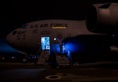 Staff Sgt. Ryan Tobkin and Staff Sgt. Ryan Jordan, 437th Aircraft Maintenance Squadron electronic warfare systems technicians, replace the infrared countermeasure housing on a C-17 Globemaster III March 3, 2014, at Joint Base Charleston – Air Base, S.C. The infrared countermeasure is used to stop homing missiles or devices from striking the aircraft. (U.S. Air Force photo/ Senior Airman Dennis Sloan)