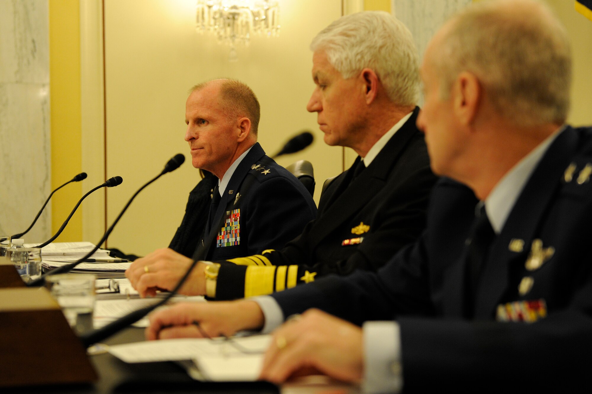 Lt. Gen. Stephen Wilson, Air Force Global Strike Command commander, testifies before the Senate Armed Service Committee’s Subcommittee on Strategic Forces, March 5. Wilson appeared before the subcommittee to answer questions regarding nuclear forces and policies in review of the Defense Authorization Request for Fiscal Year 2015 and the Future Years Defense Program.  (U.S. Air Force photo by Staff Sgt. Carlin Leslie)