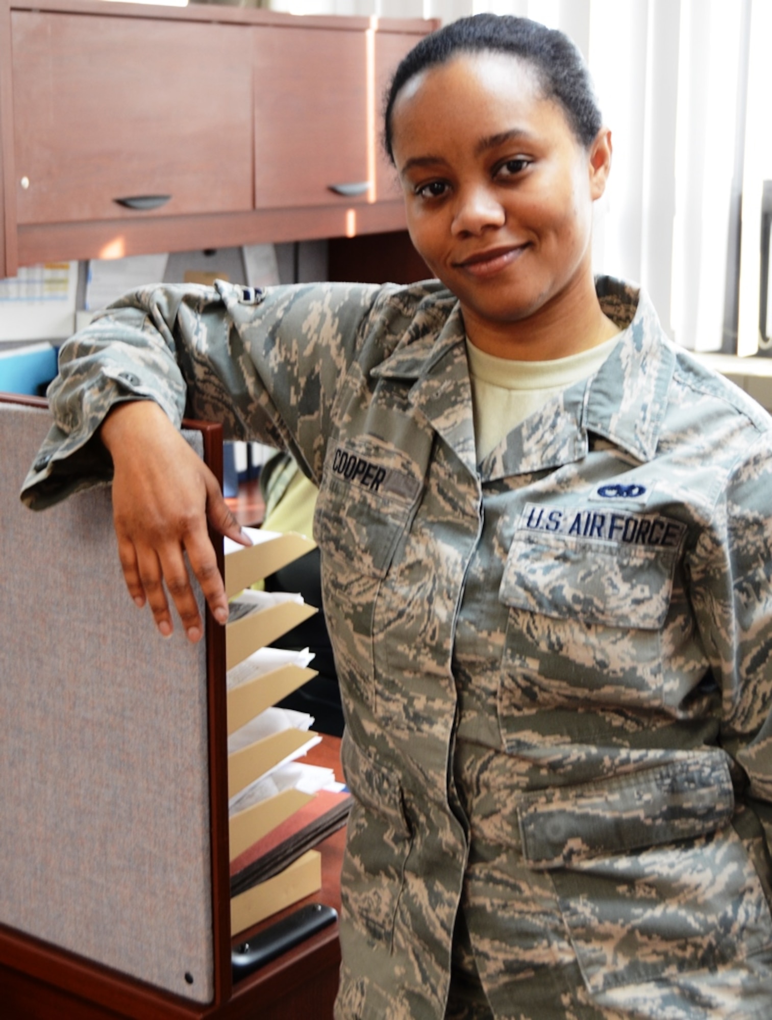 A1C Chantel Jewel Cooper, 175th Maintenance Operations Flight, is this month’s 175th Wing Spotlight Airman. Cooper has been with the Maintenance Operations Flight for about three years and works full time with the Maryland Air National Guard in the same position. (US Air National Guard photo by Tech. Sgt. David Speicher/RELEASED)
