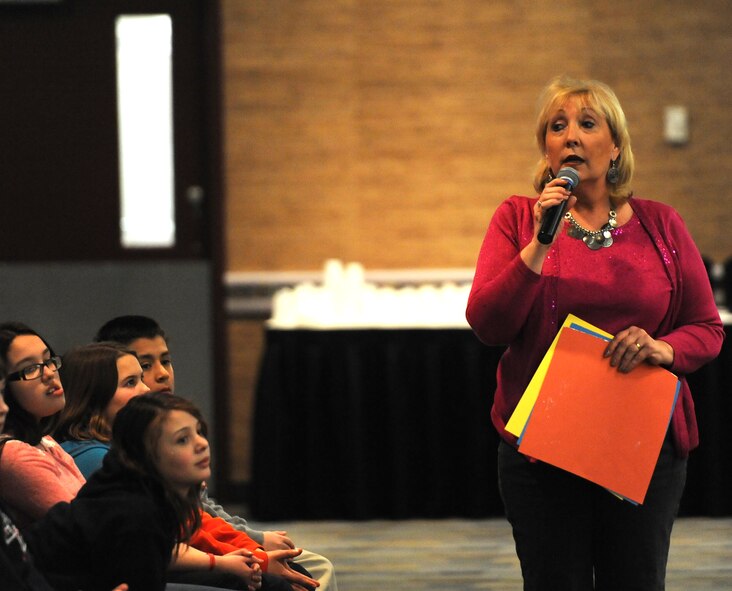 The 5th Bomb Wing Command Chief Master Sgt. Kevin Jurgella, participated in a panel explaining the importance of character to Minot school children, and many military dependents, at the Grand International hotel, Feb. 27, 2014 during a character symposium put on by the schools. Jurgella, along with other local professional leaders, explained how character plays a critical part every day, even when no one is looking. (U.S. Air Force photo/Senior Airman Andrew Crawford)
