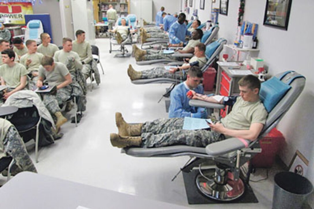 Soldiers from the 4th Maneuver Enhancement Brigade donated 173 units of blood in one three-day drive which earned them the No. 9 spot on the Fort Leonard Wood Blood Donor Center’s list of Top 10 Donating Units in 2013.