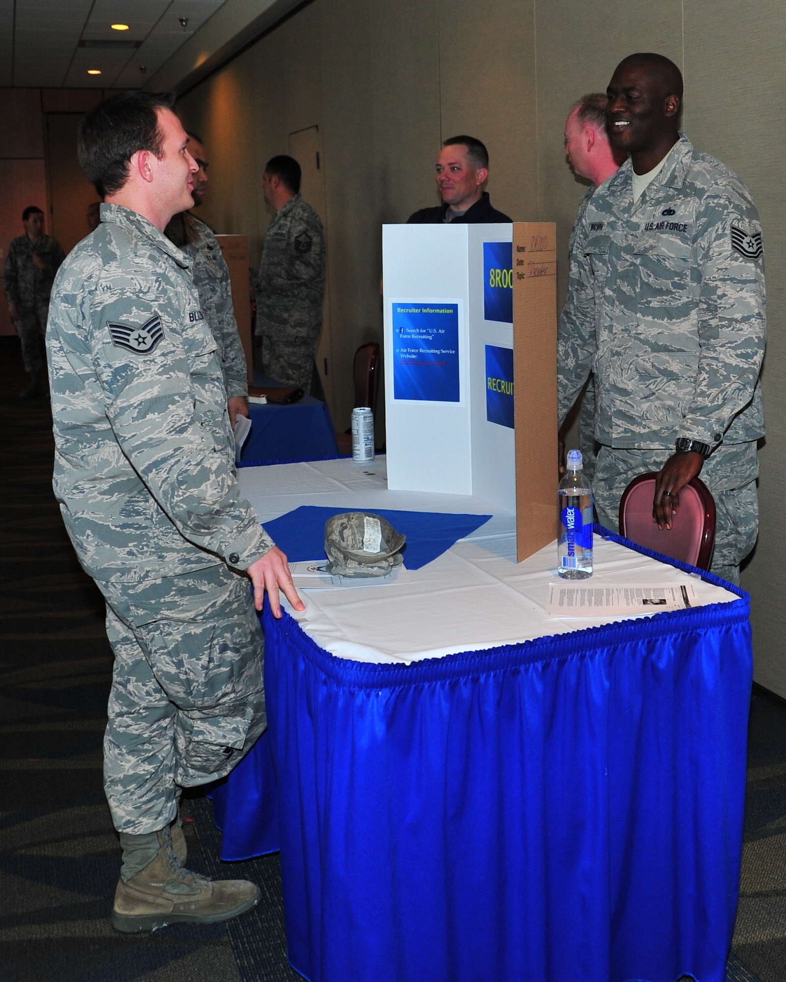 Team Tyndall Airmen visit booths at the Developmental Special Duty Job Fair March 7 at the Horizons Community Center. (U.S. Air Force photo by Staff Sgt. Rachelle Blake)
