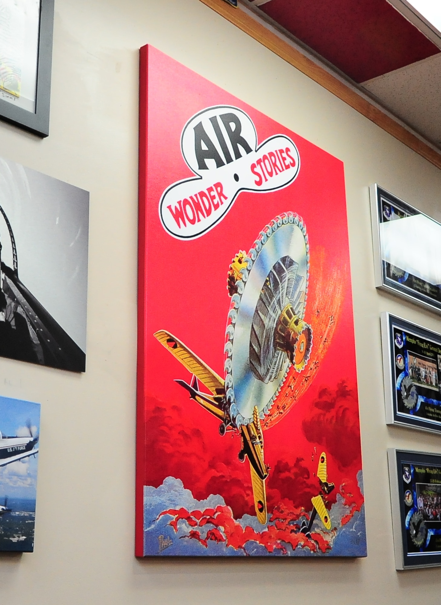 The Sawmill displays many items that show the heritage of the 41st Flying Training Squadron at Columbus Air Force Base, Miss., March 6, 2014. The 41st Flying Training Squadron was formerly known as the 41st Fighter Squadron Flying Buzzsaws. (U.S. Air Force photo/ Senior Airman Kaleb Snay)