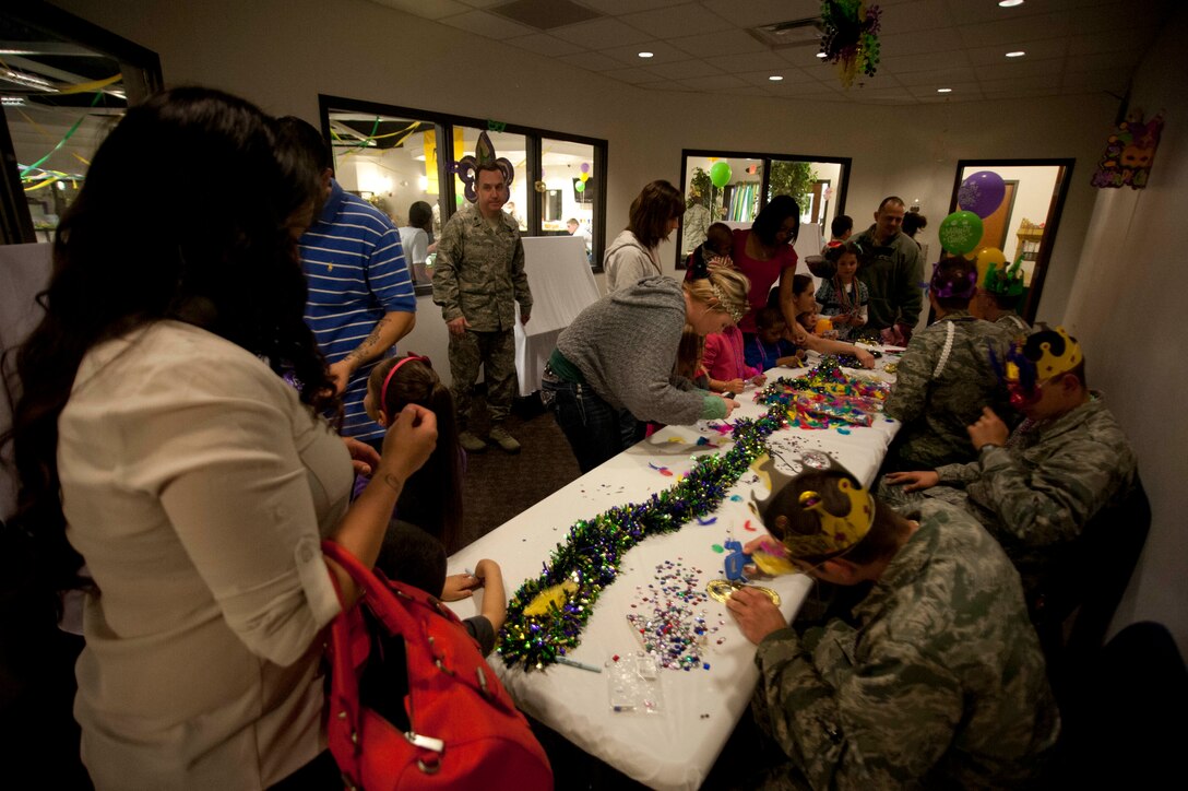 The Solid Rock Café at Sheppard held a Mardi Gras celebration March 4. The celebration centered on family events and education about its origins. (U.S. Air Force photo by Airman 1st Class Jelani Gibson)  