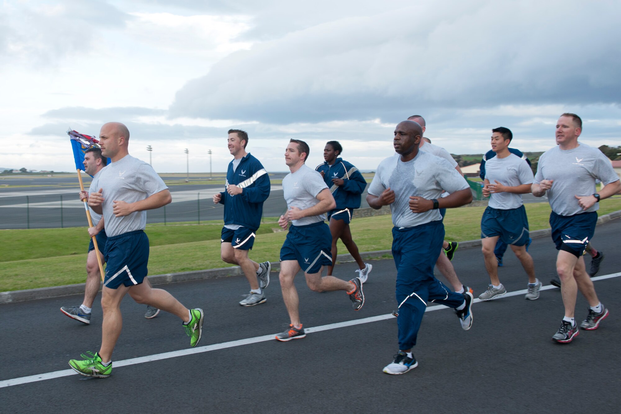 The 65th Air Base Wing at Lajes Field held a wing formation run here, March 7.  The formation run – a recurring, quarterly event – reminds Lajes Airmen of the wing’s focus areas:  discipline, readiness and unity. (U.S. Air Force photo by Tech. Sgt. Paul Villanueva II/Released)