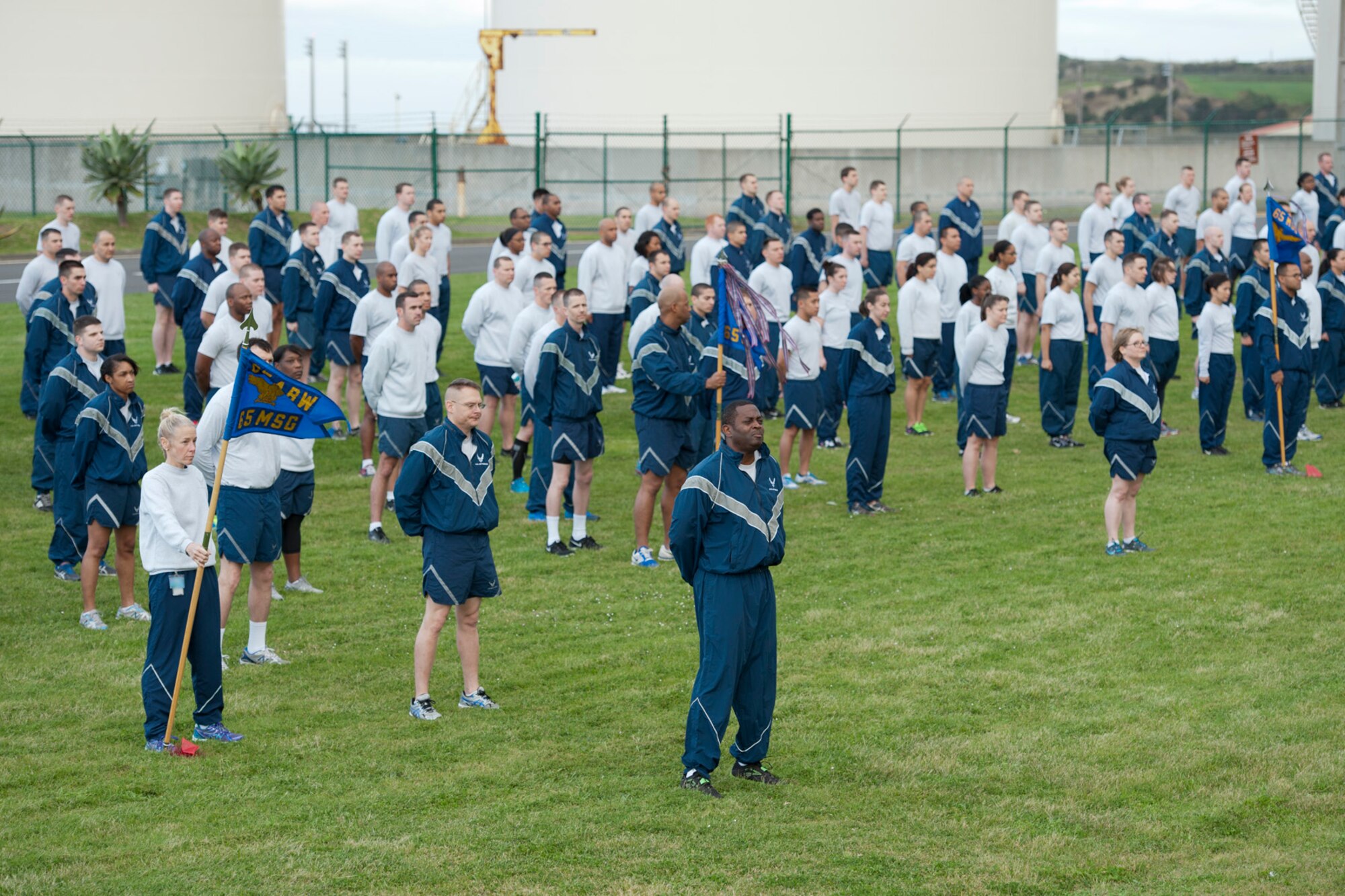 The 65th Air Base Wing at Lajes Field held a wing formation run here, March 7.  The formation run – a recurring, quarterly event – reminds Lajes Airmen of the wing’s focus areas:  discipline, readiness and unity. (U.S. Air Force photo by Tech. Sgt. Paul Villanueva II/Released)