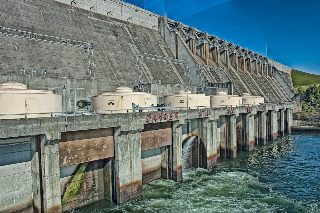 The U.S. Army Corps of Engineers Hartwell Dam, located on the upper Savannah River in Hartwell, Ga.