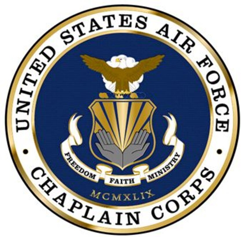 Air Force Chaplain Corps Seal with gold effects and textured blue field