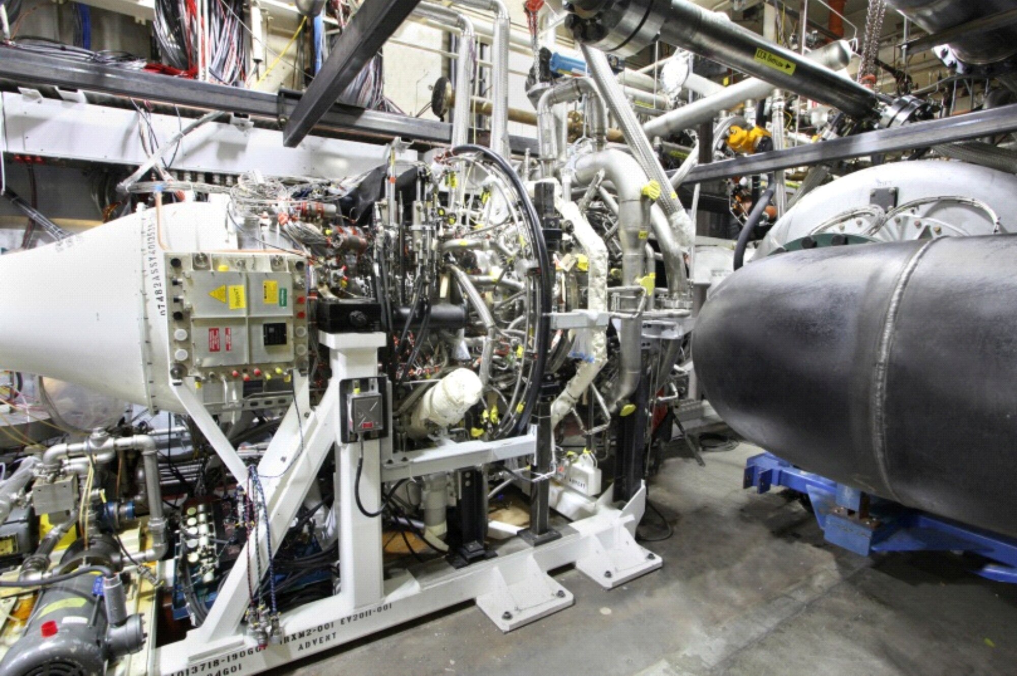 The ADVENT (ADaptive Versatile ENgine Technology) engine core in its test cell at GE facilities in Evendale, Ohio. (GE Aviation System image)