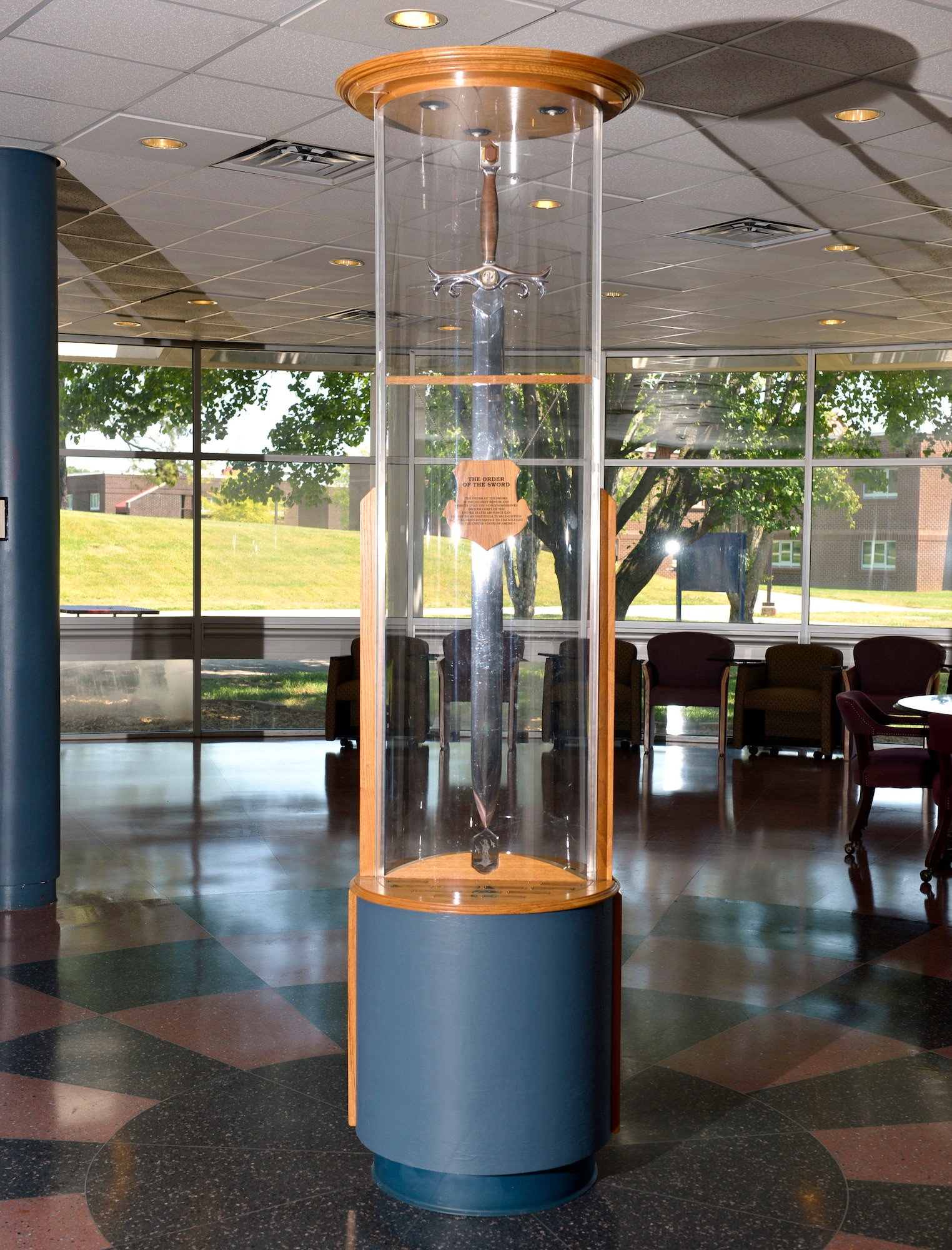 MCGHEE TYSON AIR NATIONAL GUARD BASE, Tenn. - The Air National Guard's ceremonial Order of the Sword was on display at Spruance Hall here 1996 - 2013 at the I.G. Brown Training and Education Center. It's now located in the Air National Guard Readiness Center's main lobby on Joint Base Andrews, Md. (U.S. Air National Guard photo by Master Sgt. Kurt Skoglund/Released)