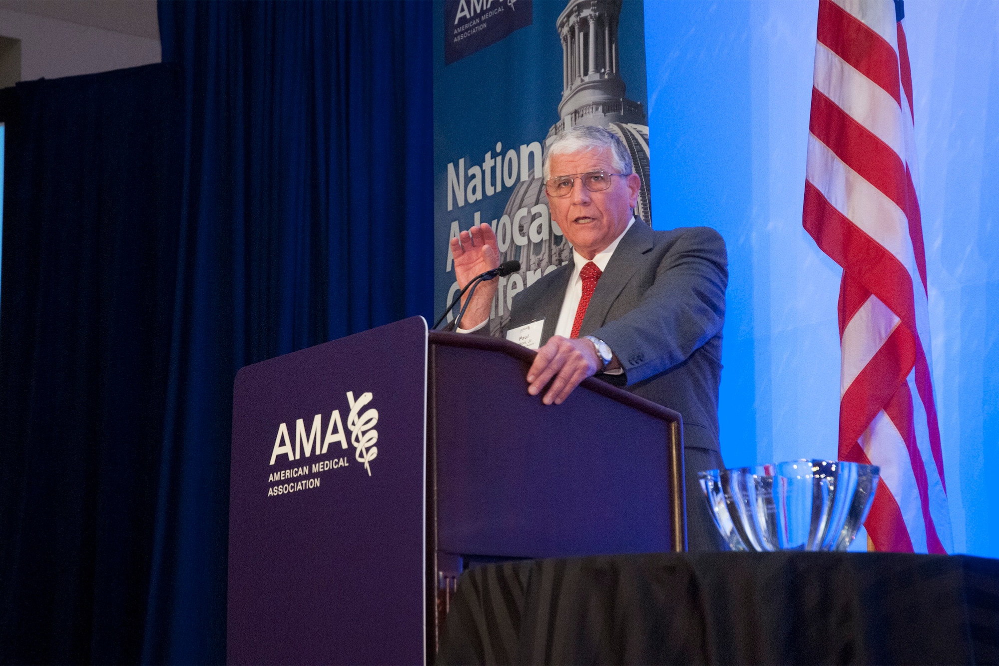The American Medical Association (AMA) today presented retired Lt. Gen. Paul K. Carlton, Jr., M.D., former Surgeon General of the United State Air Force, the Dr. Nathan Davis Award for Outstanding Government Service. Dr. Carlton was selected for the AMA's top government service award for his contribution to improving military trauma care and survival rates for injured members of the Armed Forces. (Courtesy Photo)

