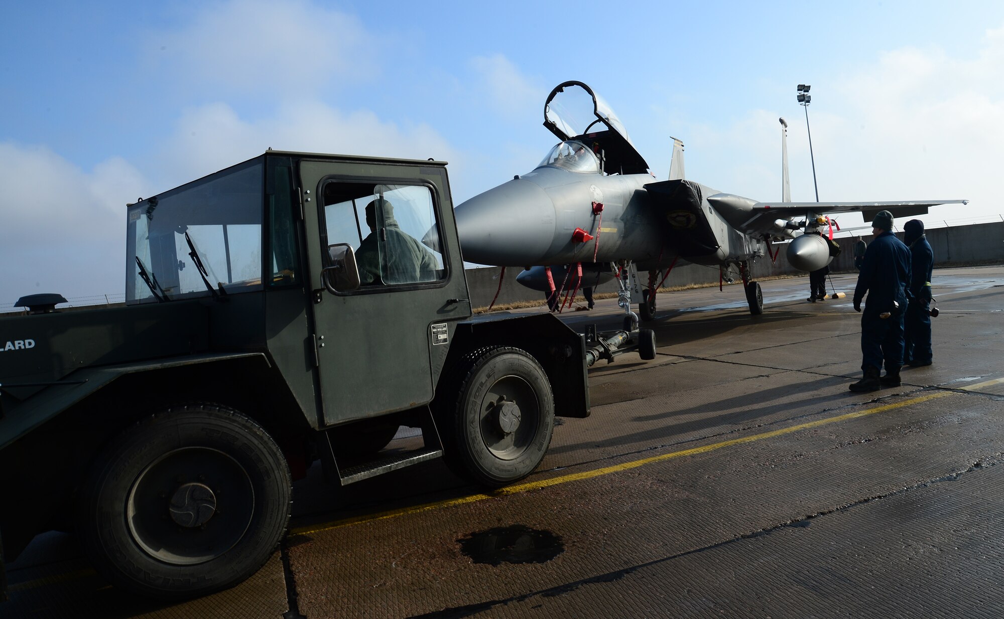 Airmen and aircraft from the 48th Air Expeditionary Group maintain a U.S. Air Force presence at Siauliai Air Base, Lithuania, March 7, 2014. The 48th Fighter Wing at Royal Air Force Lakenheath, England, sent an additional six aircraft and more than 50 personnel, to augment the four aircraft and approximately 150 Airmen already supporting NATO's ongoing air policing mission since January 2014, at the request of U.S. allies in the Baltics. (U.S. Air Force photo by Airman 1st Class Dana J. Butler/Released by Tech. Sgt. Sanjay Allen, U.S. European Command Media Operations)

