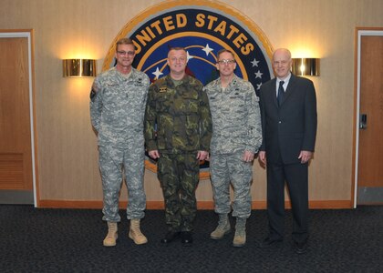 140310-F-SM465-005 BELLEVUE, Neb. (March 10, 2014) From left to right, Maj. Gen. David Petersen, U.S. Strategic Command (USSTRATCOM) Mobilization Assistant to the Deputy Commander; Maj. Gen. Miroslav Zizka, First Deputy Chief of the General Staff of the Czech Armed Forces; Maj. Gen. Daryl Bohac, Adjutant General for Nebraska; and Phillip Egger, USSTRATCOM Foreign Policy Advisor stand for a group photo during Zizka's visit to USSTRATCOM. USSTRATCOM personnel provided Zizka an overview of missions, capabilities, and deterrence responsibilities through a series of discussions and office calls. (U.S. Air Force photo by Steve Cunningham/Released)