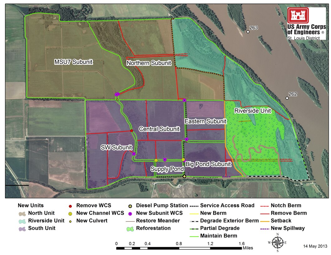 Map of the Clarence Cannon National Wildlife Refuge.