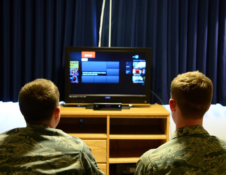 Airmen stream online content in a dorm room on Misawa Air Base, Japan, March 12, 2014. Online media providers account for up to 30 terabytes of base data usage from streaming movies and television alone. The 35th Fighter Wing Communications Squadron worked with numerous companies to provide access to these media providers after base residents were switched from American to Japanese IP addresses. (U.S. Air Force photo/Airman 1st Class Patrick Ciccarone)