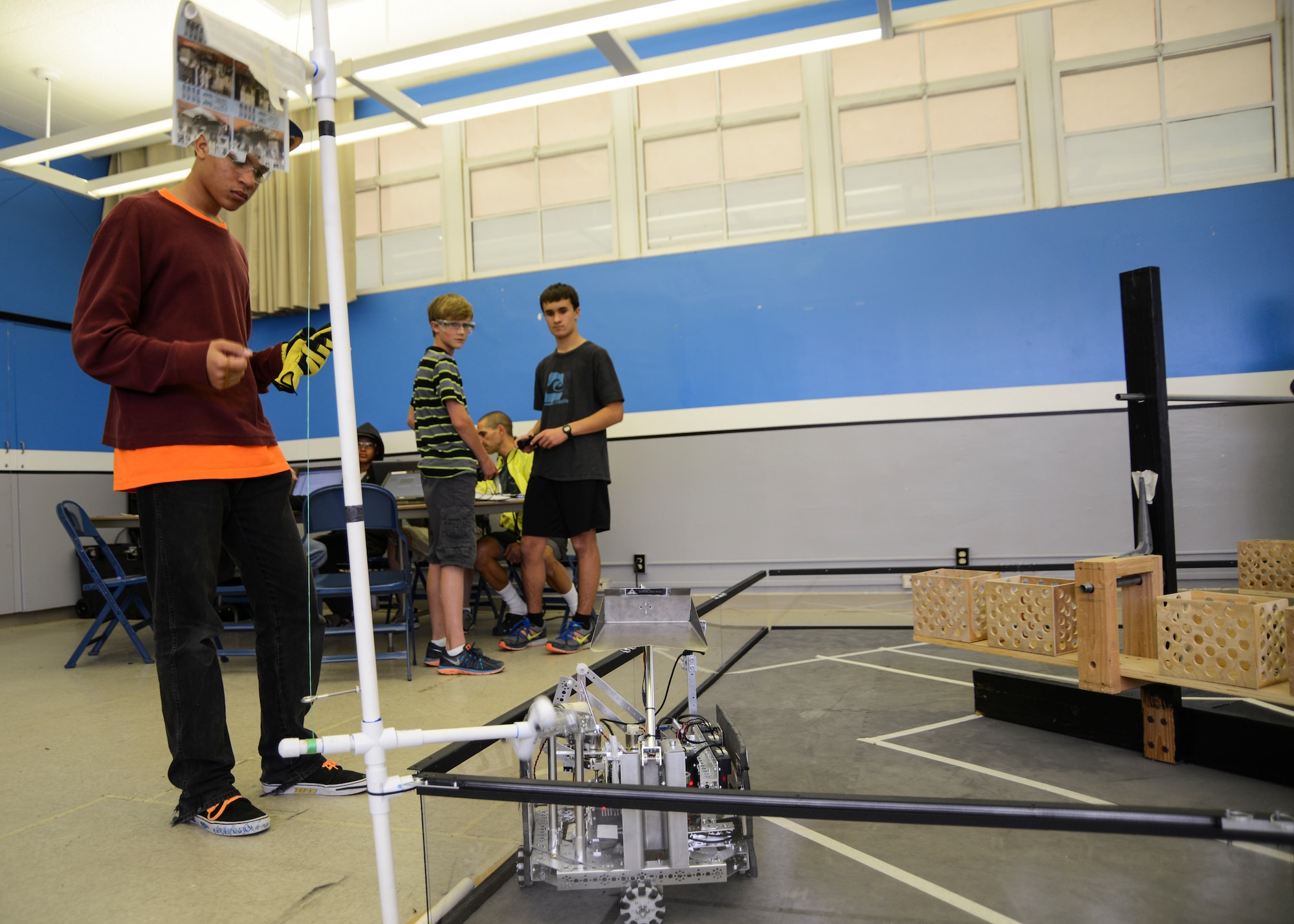 Scoop Da Whoop is also equipped with a flag-raising mechanism, which is another game task that will help the team to advance in competition. (U.S. Air Force photo by Rebecca Amber)