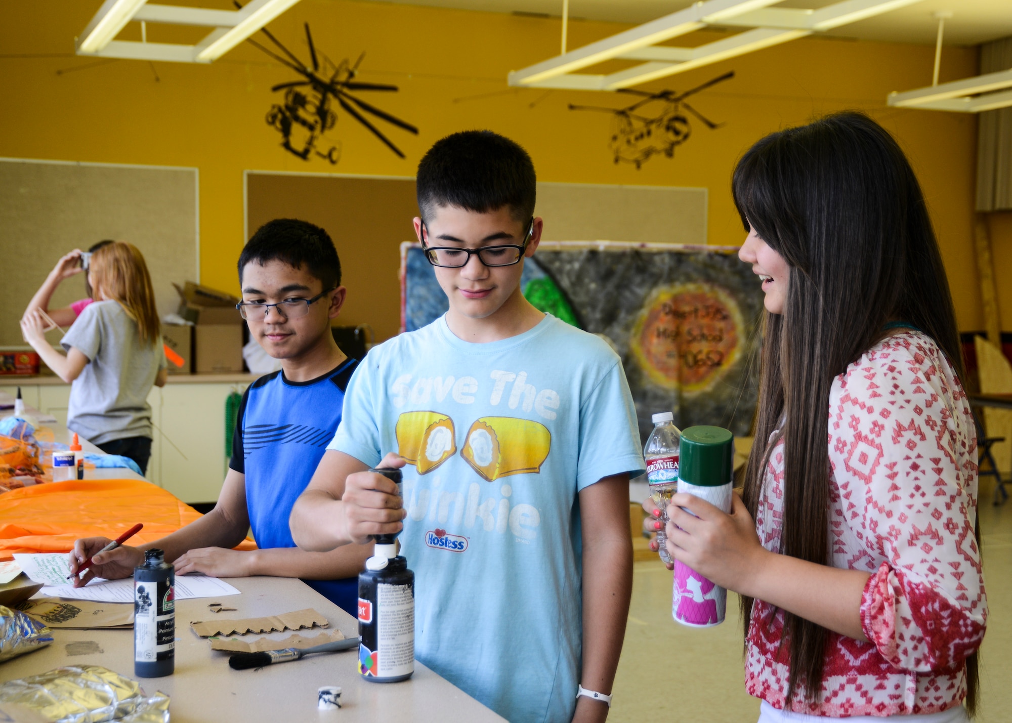 Items like paint, cardboard and fabric are all considered in the team’s budget. The funds for their budget are supplied by donations from parents and the local community. (U.S. Air Force photo by Rebecca Amber)