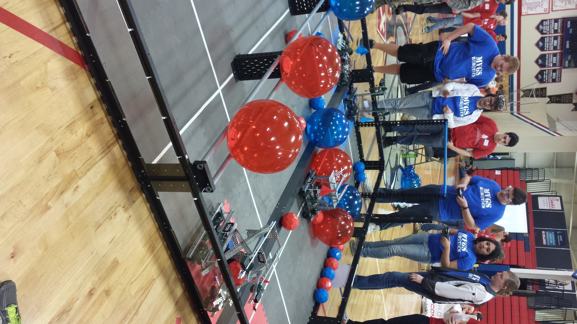High school students participate in a Vex Robotics competition in Roanoke, Va., Feb. 22. The competition was sponsored by the 317th Recruiting Squadron and challenged area high school students to build the most innovative robots possible. Members of the 317th RCS judged the competition and awarded points for sportsmanship, teamwork and creativity. The Air Force recruiters teamed up with ROTC cadets from Liberty University to mentor the students. (U.S. Air Force photo) 