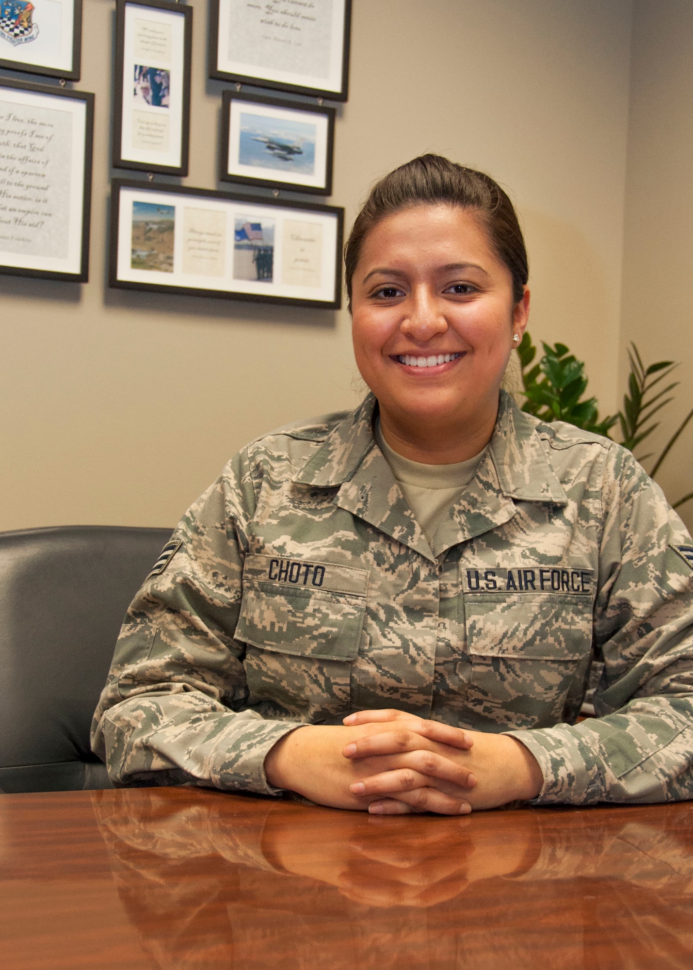 Senior Airman Fabiola Choto is a traffic management officer in the 419th Logistics Readiness Squadron. She was born and raised in the U.S., but both her parents and her husband came here from El Salvador in pursuit of a better life. (U.S. Air Force photo/Senior Airman Crystal Charriere)
