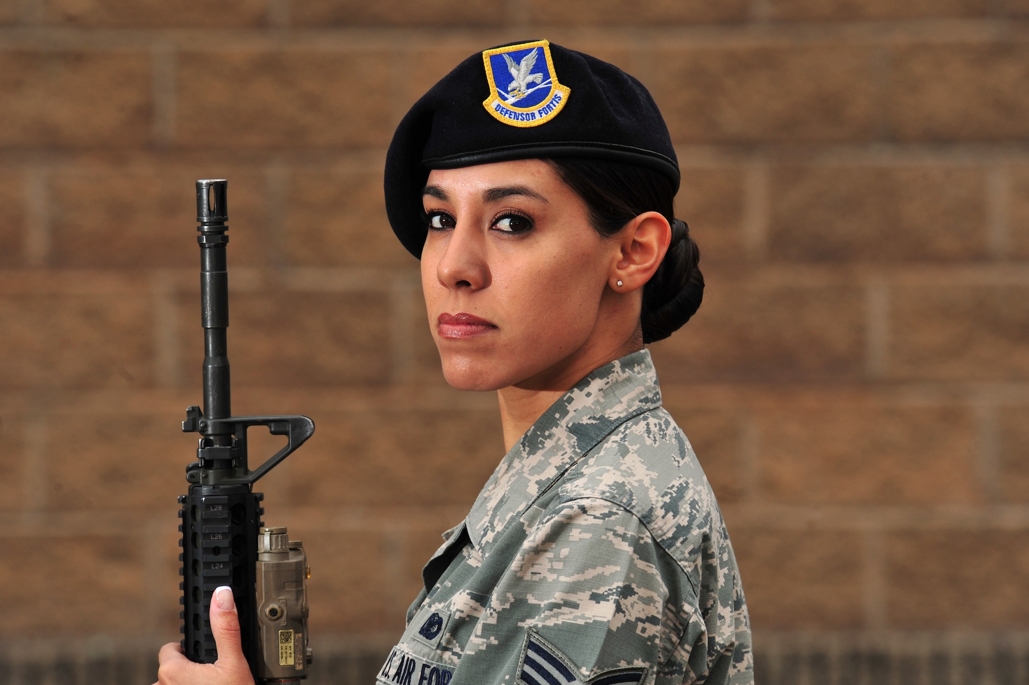 For Women’s History Month U.S. Air Force Senior Airman Marcia A. Montoya, 4th Security Forces Squadron defender, is highlighted among her peers as someone who “strives to be the best and to lead others to do the same,” said Staff Sgt. Carolyn A. Lewis, 4th SFS defender. “SrA Montoya makes me proud to serve as a female in the United States Air Force and she is truly one of the best.” (U.S. Air Force photo/Airman 1st Class Shawna L. Keyes)