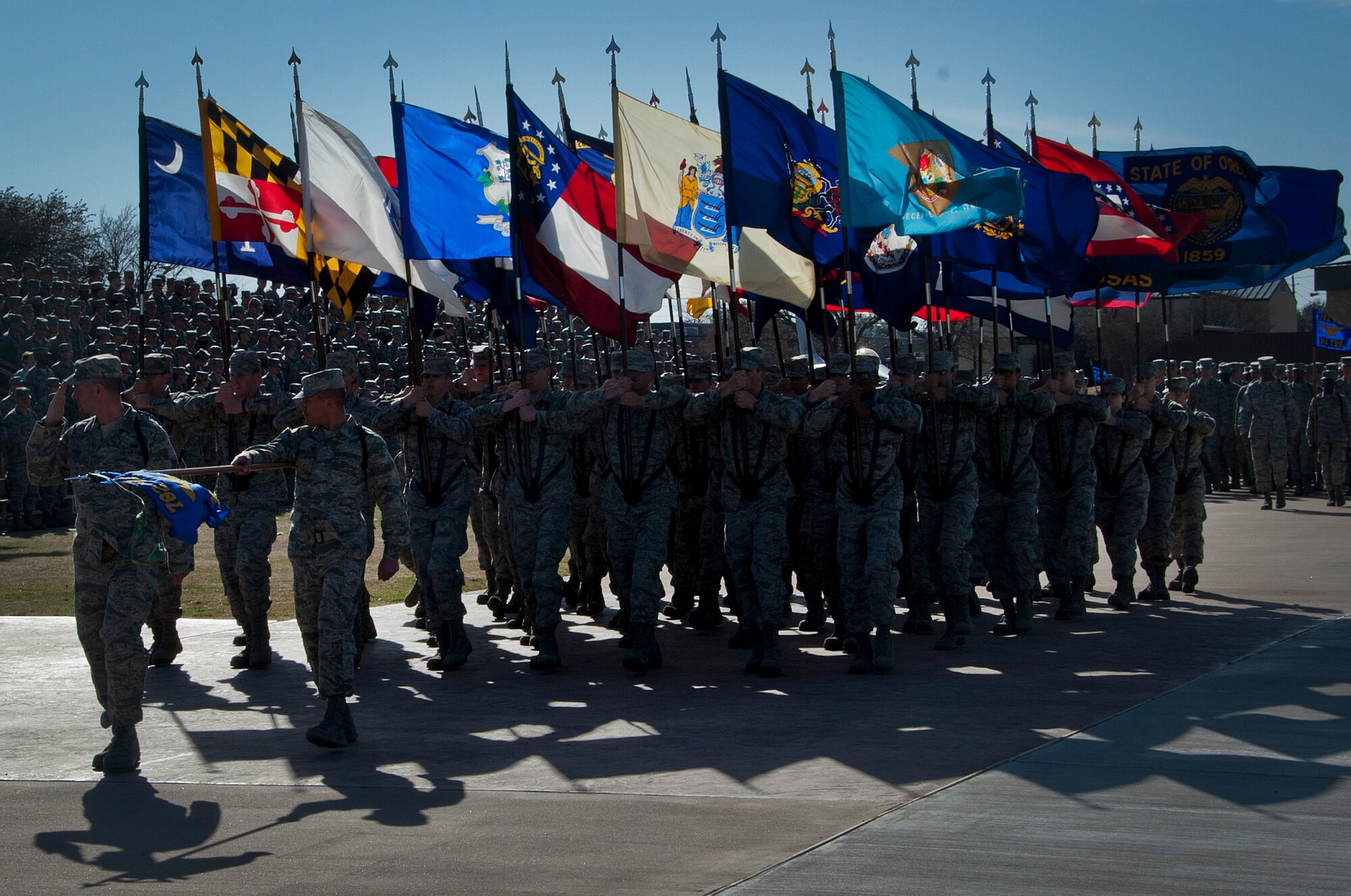 Col. Scott Guermonprez, 82nd Medical Group commander, was the reviewing official for the military training leader parade held by the 82nd Training Wing on the parade grounds March 7, 2014, at Sheppard Air Force Base, Texas. The 365th Training Squadron was awarded as best flight in the MTL parade. (U.S. Air Force photo/Airman 1st Class Robert L. McIlrath)