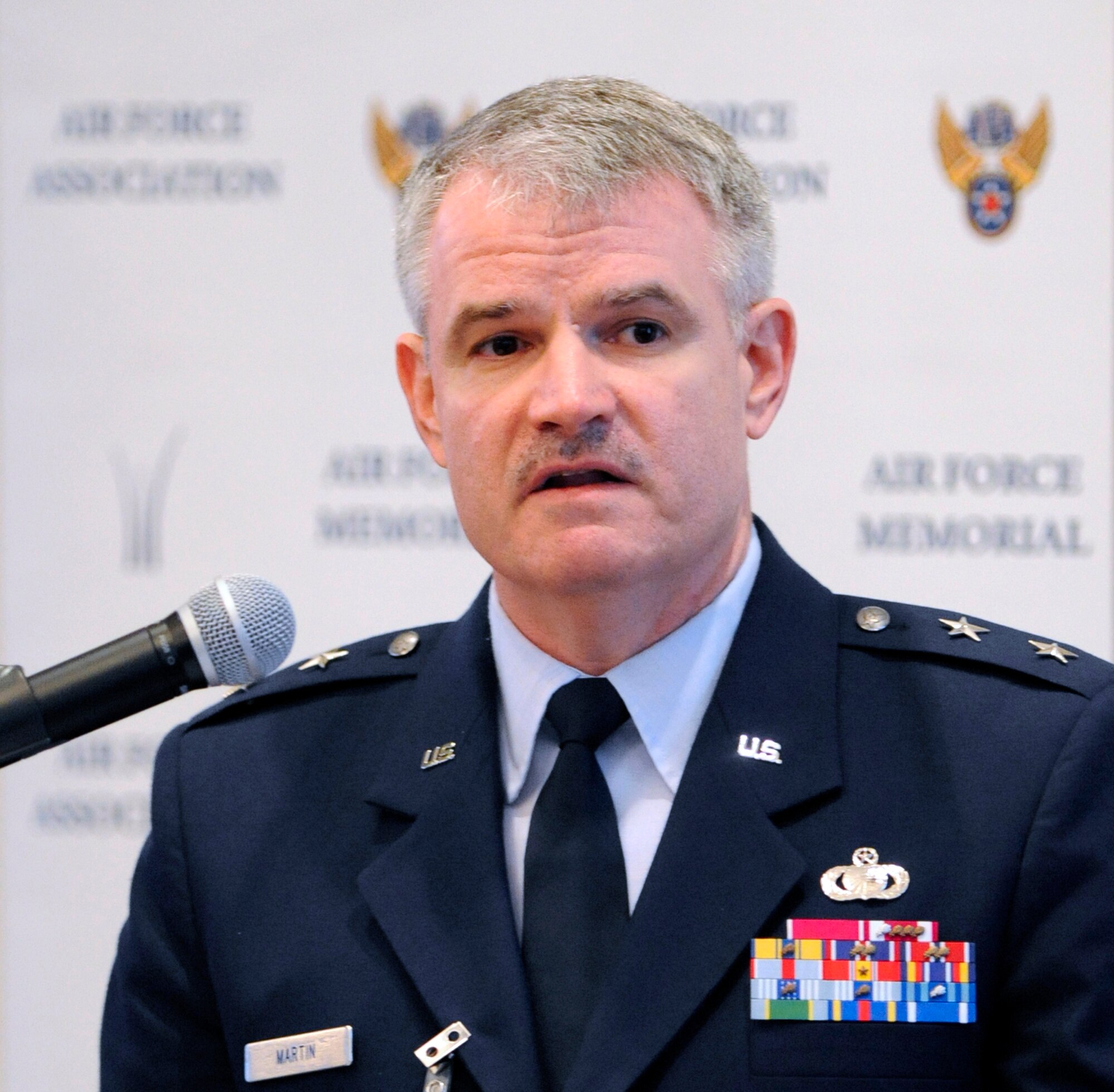 Maj. Gen. James F. Martin Jr., Assistant Secretary of the Air Force for Financial Management and Comptroller deputy assistant secretary for budget, briefs Air Force Association members on the 2015 Air Force budget during an AFA breakfast in, Arlington, Va. March 11, 2014. (U.S. Air Force photo/Andy Morataya)
