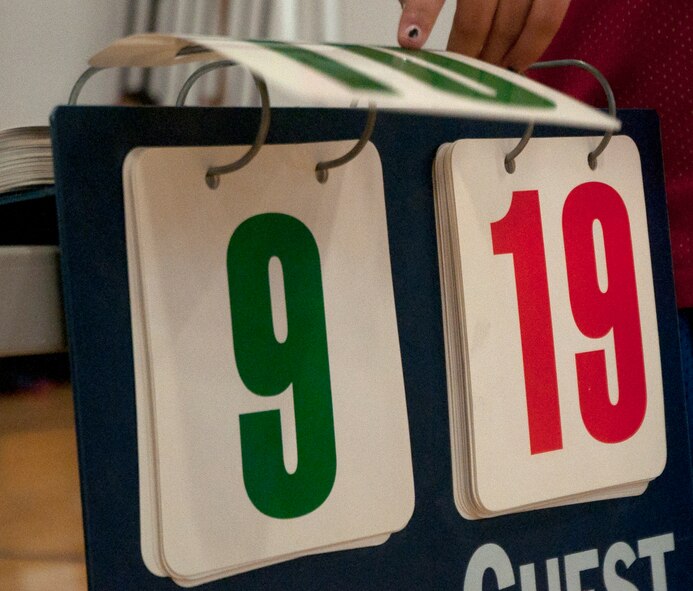 140310-F-CQ929-049 Score for a volleyball game being changed March 10 in the Freedom Hall Fitness Center. (U.S. Air Force photo by Airman Malcolm Mayfield)