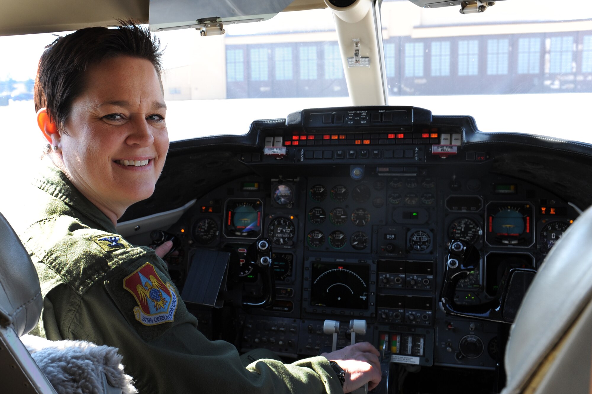 Col. Jeanette Voigt, 375th Operations Group commander, is a C-21 pilot. Voigt has also flown the KC-135, KC-10, C-12 and T-38. (U.S. Air Force photo/Airman 1st Class Megan Friedl)