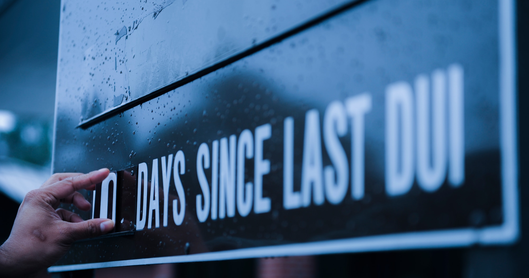 Moody Air Force Base, Ga., posts signs at each gate to display the number of days since the last Driving Under the Influence. As a consequence of drinking and driving, the Airman convicted and members of their squadron must be in full service dress while they change the number on the sign every day. (U.S. Air Force photo by Airman 1st Class Alexis Millican/Released)